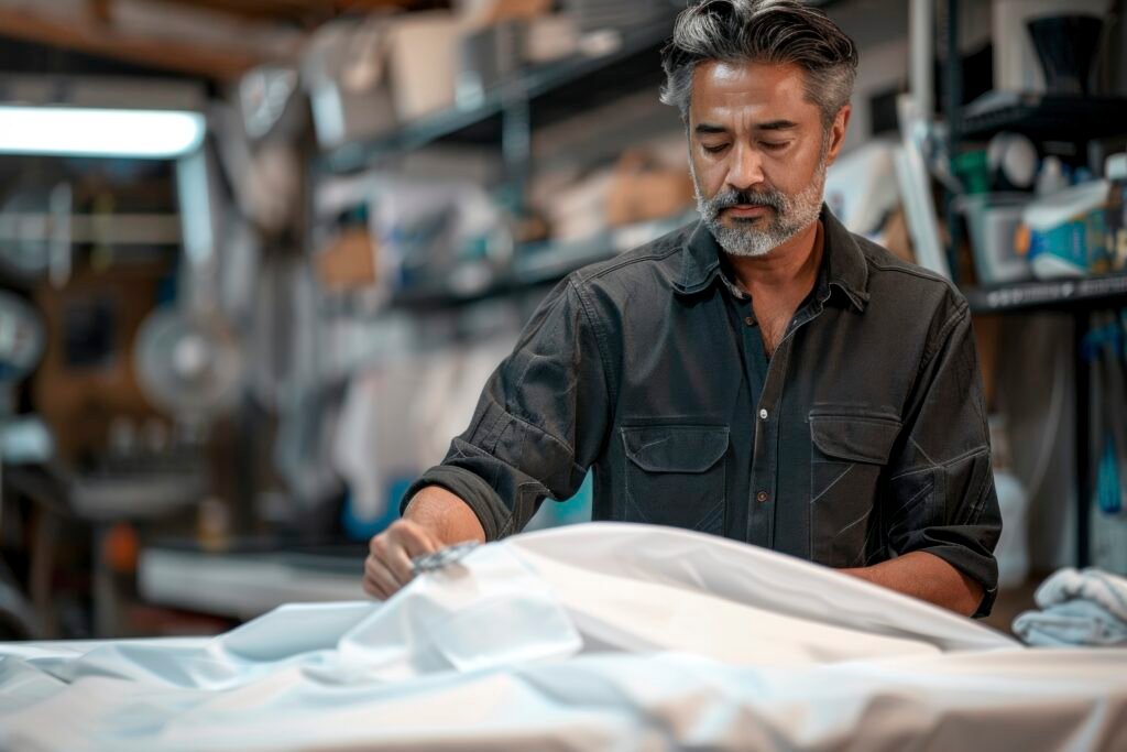 Home man engaged household task