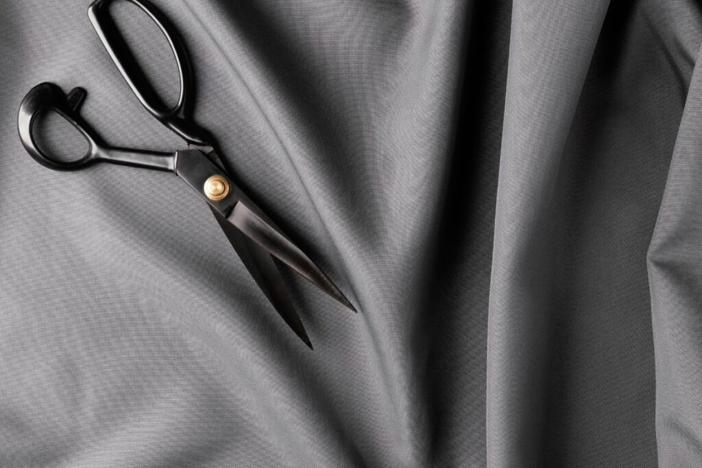 Home top view scissors silk